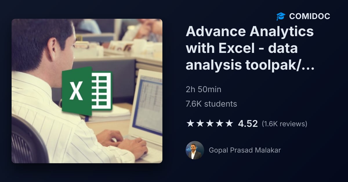 Advance Analytics with Excel - data analysis toolpak/ Solver - Course ...